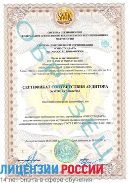 Образец сертификата соответствия аудитора №ST.RU.EXP.00014299-1 Пулково Сертификат ISO 14001